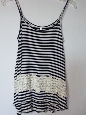 Xhilaration Black & White Striped Lace-Hem Tank *SEE LAST SLIDE